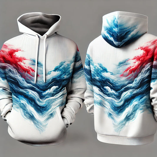 Sublimation Hoodie with Sky-Inspired Blue & Red Gradient